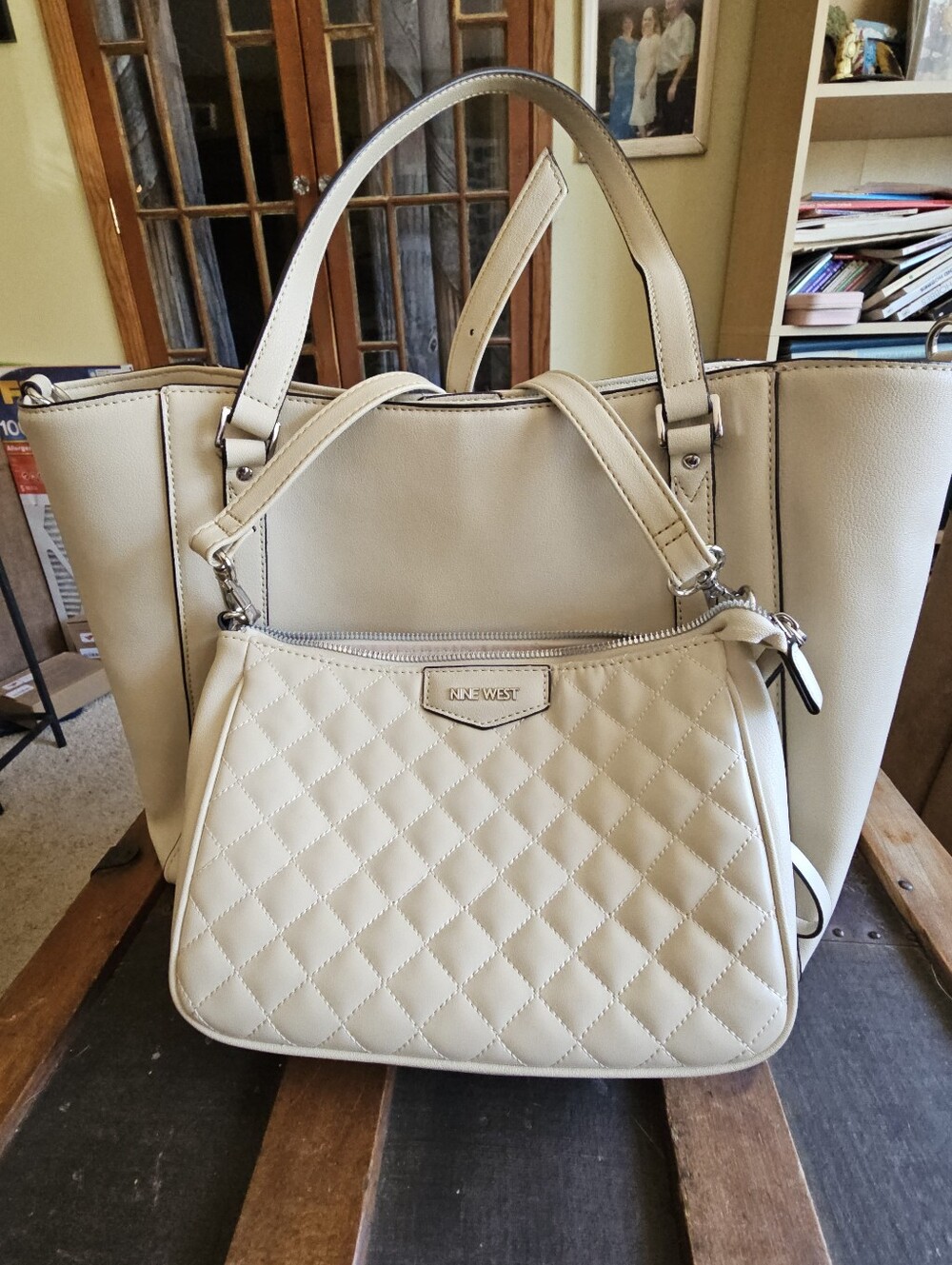 Nine West Cream Satchel And Purse Tote Clutch Crossbody